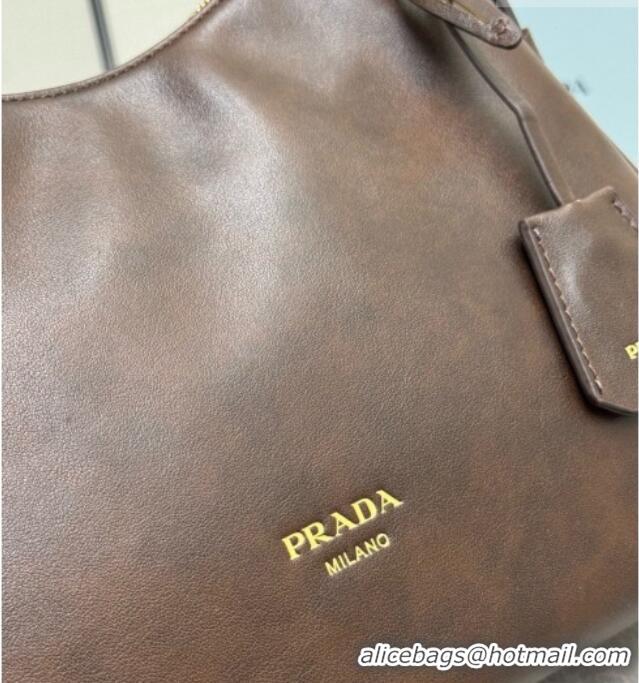 Discount Prada Aimée Medium Leather Shoulder Bag 1BC301 Brown 2026