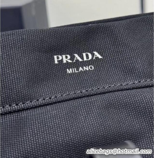 Top Grade Prada Route Canvas and Leather Tote Bag 2VG139 Black 2026