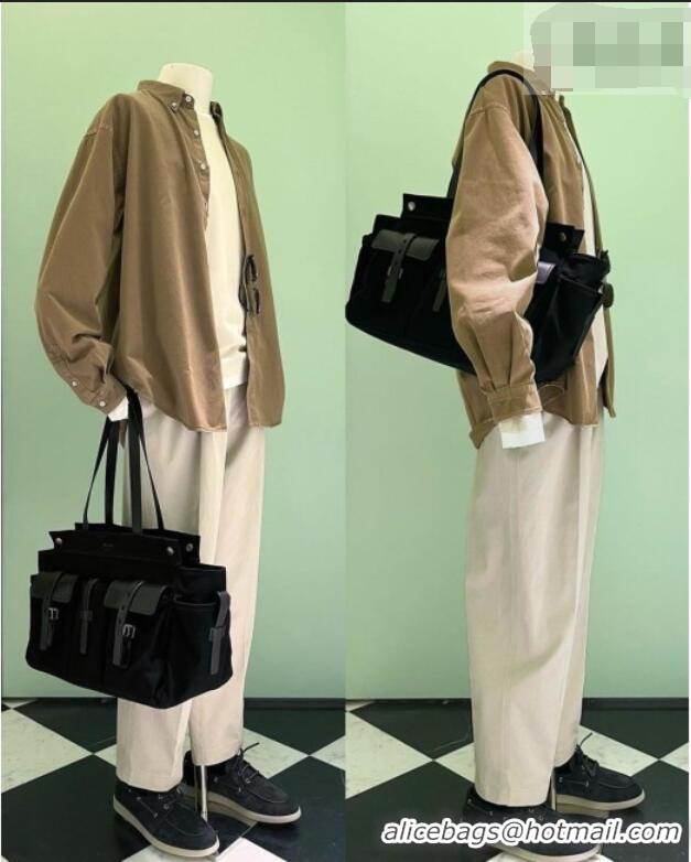 Top Grade Prada Route Canvas and Leather Tote Bag 2VG139 Black 2026