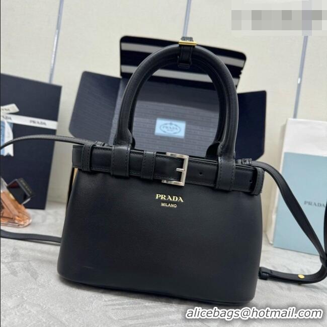 Grade Design Prada Buckle Small leather Bag with Belt in Nappa Leather 1BA502 Black 2026