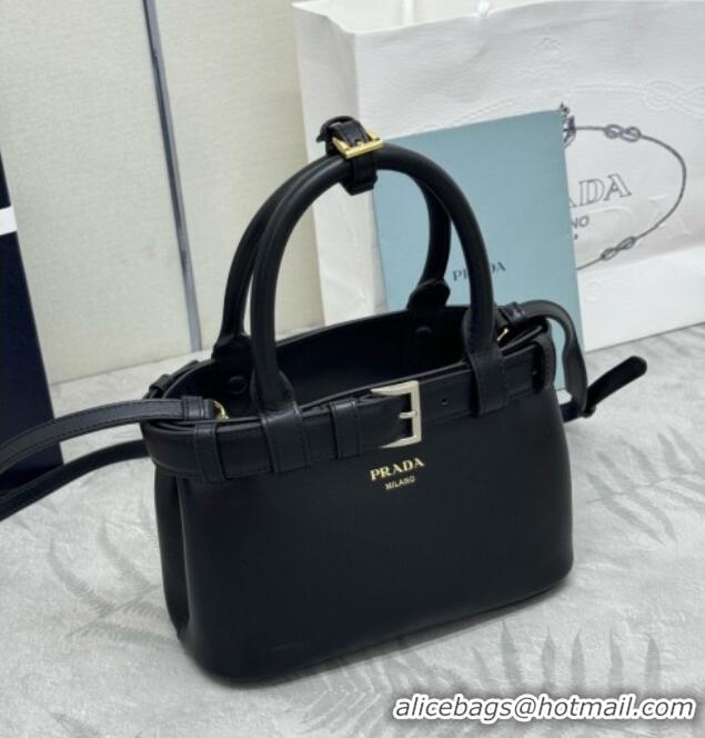 Grade Design Prada Buckle Small leather Bag with Belt in Nappa Leather 1BA502 Black 2026