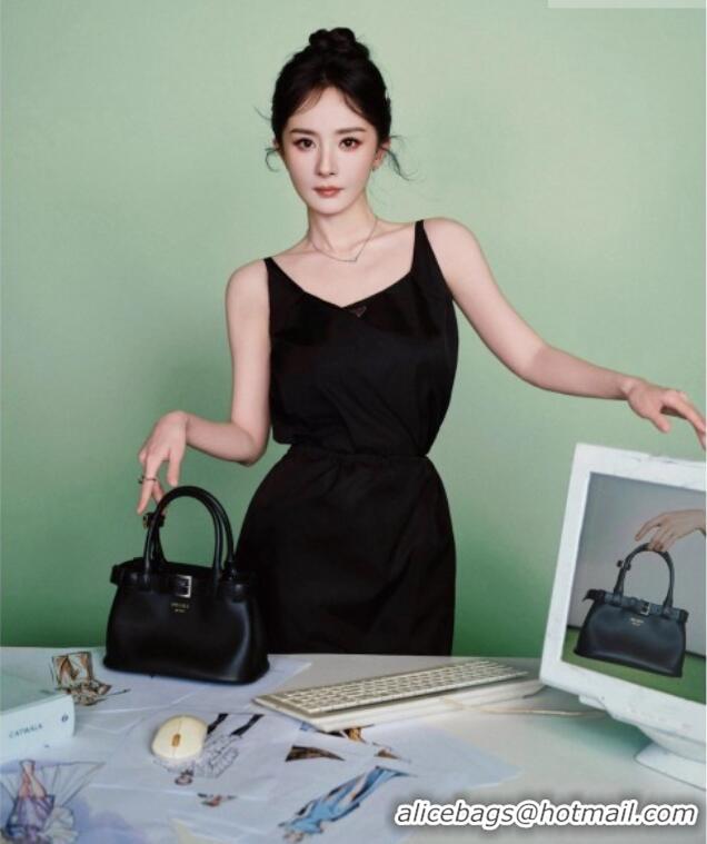 Grade Design Prada Buckle Small leather Bag with Belt in Nappa Leather 1BA502 Black 2026