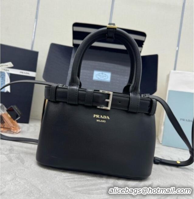 Grade Design Prada Buckle Small leather Bag with Belt in Nappa Leather 1BA502 Black 2026