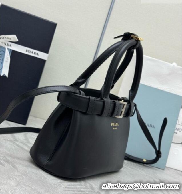 Grade Design Prada Buckle Small leather Bag with Belt in Nappa Leather 1BA502 Black 2026