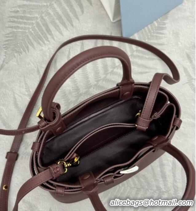 Original Cheap Prada Buckle Small leather Bag with Belt in Nappa Leather 1BA502 Dark Brown 2026
