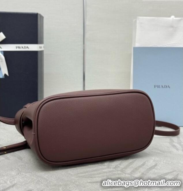 Original Cheap Prada Buckle Small leather Bag with Belt in Nappa Leather 1BA502 Dark Brown 2026