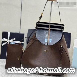 Grade Quality Prada Boogie Large Leather Bag Nappa Leather 1BC299 Dark Brown 2026