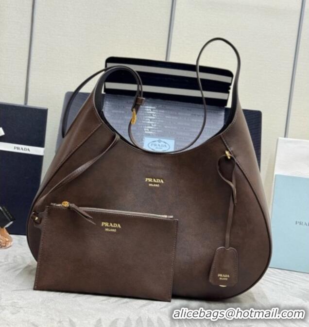 Grade Quality Prada Boogie Large Leather Bag Nappa Leather 1BC299 Dark Brown 2026