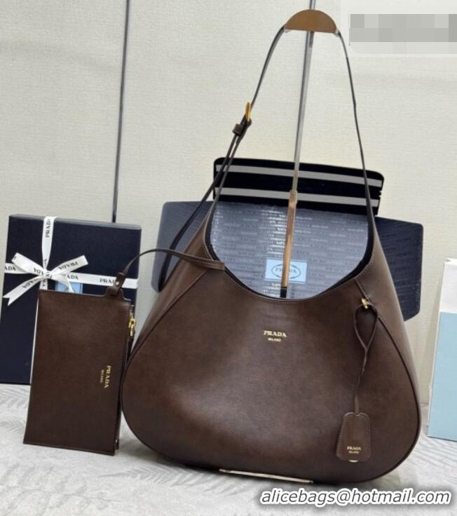 Grade Quality Prada Boogie Large Leather Bag Nappa Leather 1BC299 Dark Brown 2026