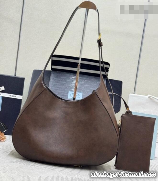 Grade Quality Prada Boogie Large Leather Bag Nappa Leather 1BC299 Dark Brown 2026