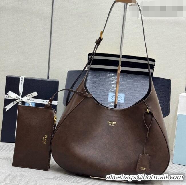 Grade Quality Prada Boogie Large Leather Bag Nappa Leather 1BC299 Dark Brown 2026