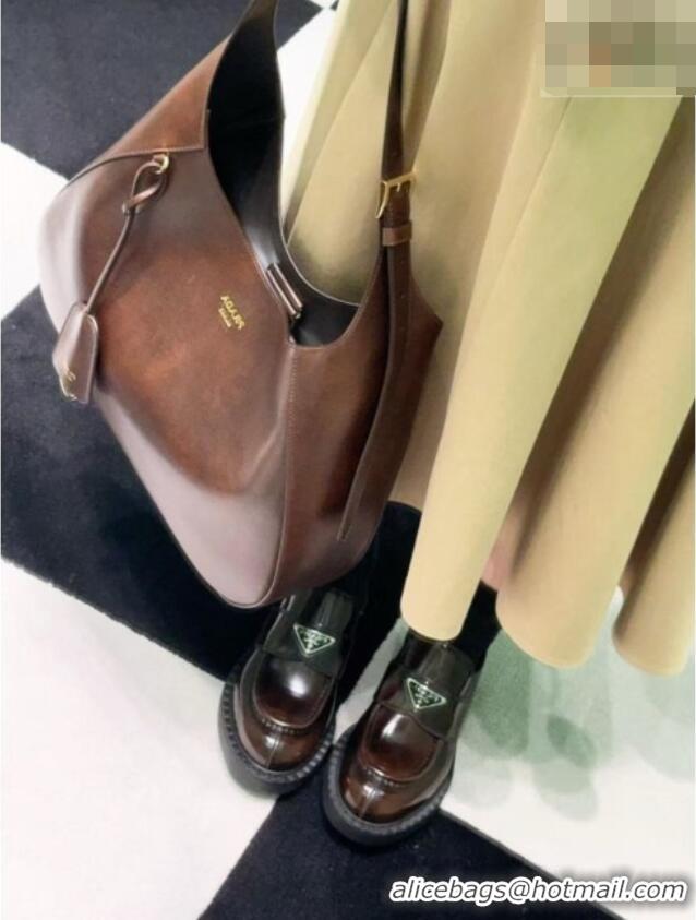 Grade Quality Prada Boogie Large Leather Bag Nappa Leather 1BC299 Dark Brown 2026