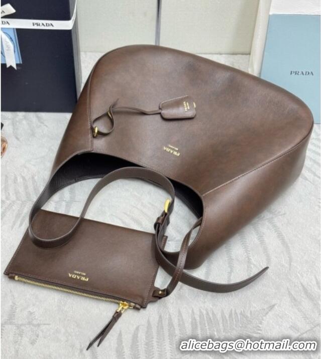 Grade Quality Prada Boogie Large Leather Bag Nappa Leather 1BC299 Dark Brown 2026