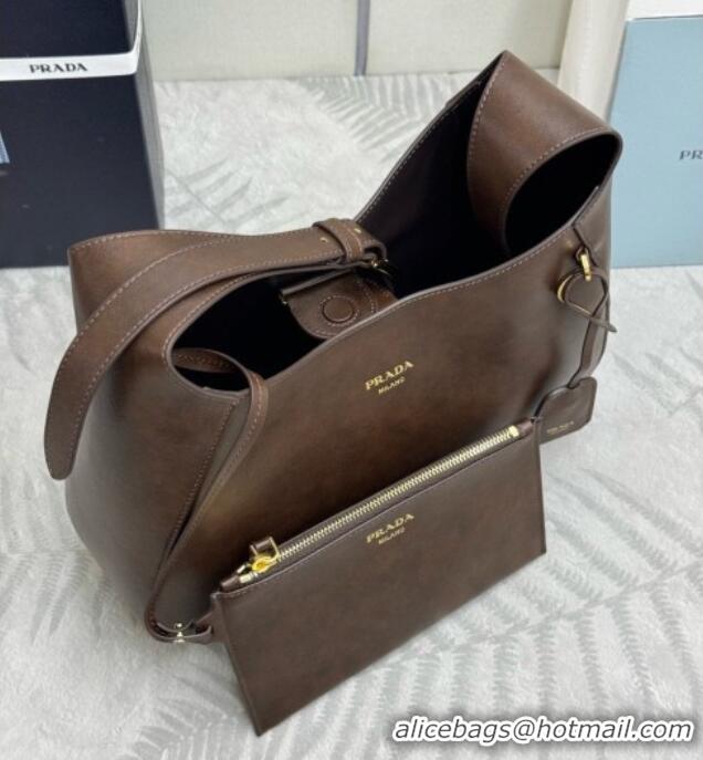 Shop Discount Prada Boogie Medium Leather Bag Nappa Leather 1BC300 Dark Brown 2026