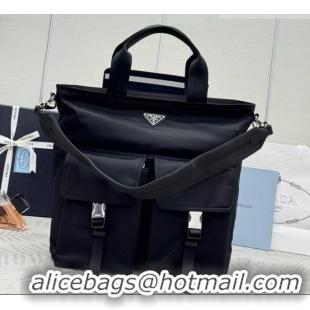 Grade Quality Prada Explore Re-Nylon and Leather Tote Bag 2VG138 Black 2026