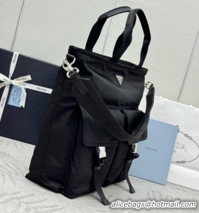 Grade Quality Prada Explore Re-Nylon and Leather Tote Bag 2VG138 Black 2026