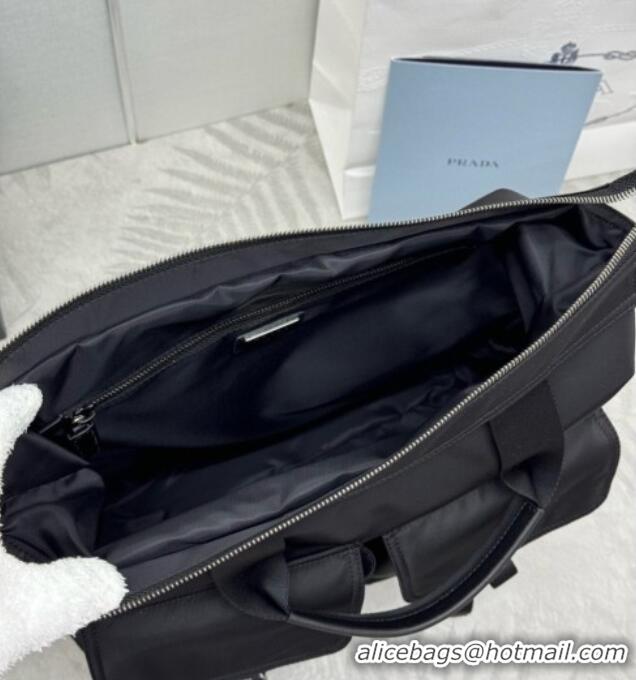 Grade Quality Prada Explore Re-Nylon and Leather Tote Bag 2VG138 Black 2026
