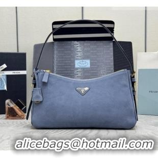Market Sells Prada Aimée Large Nubuck Leather Shoulder Bag 1BC231 Blue 2026