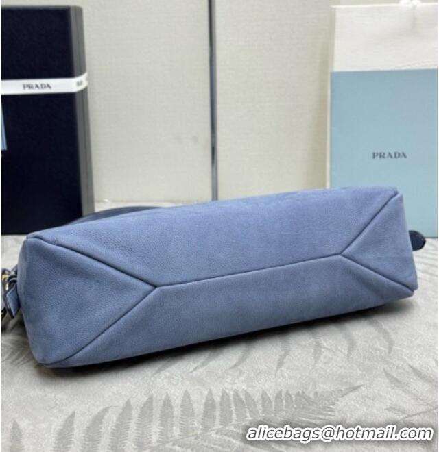 Market Sells Prada Aimée Large Nubuck Leather Shoulder Bag 1BC231 Blue 2026