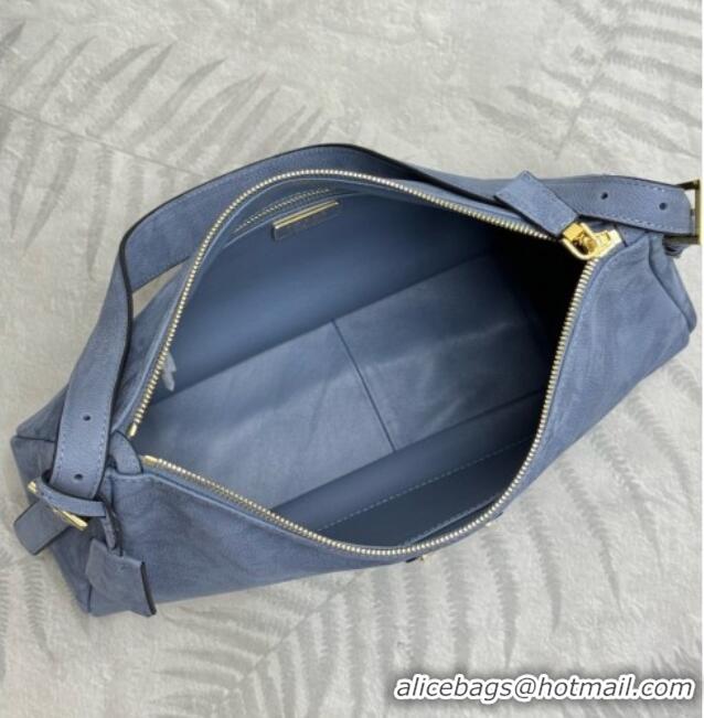 Market Sells Prada Aimée Large Nubuck Leather Shoulder Bag 1BC231 Blue 2026