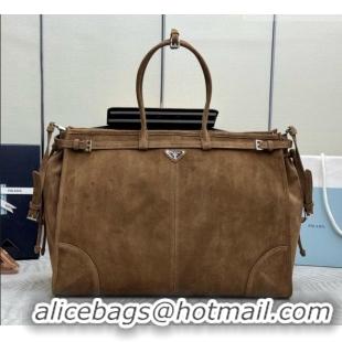 Traditional Discount Prada Mens Suede Leather Tote Bag 2VG128 Brown 2026