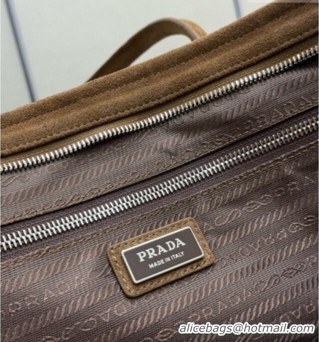 Traditional Discount Prada Mens Suede Leather Tote Bag 2VG128 Brown 2026
