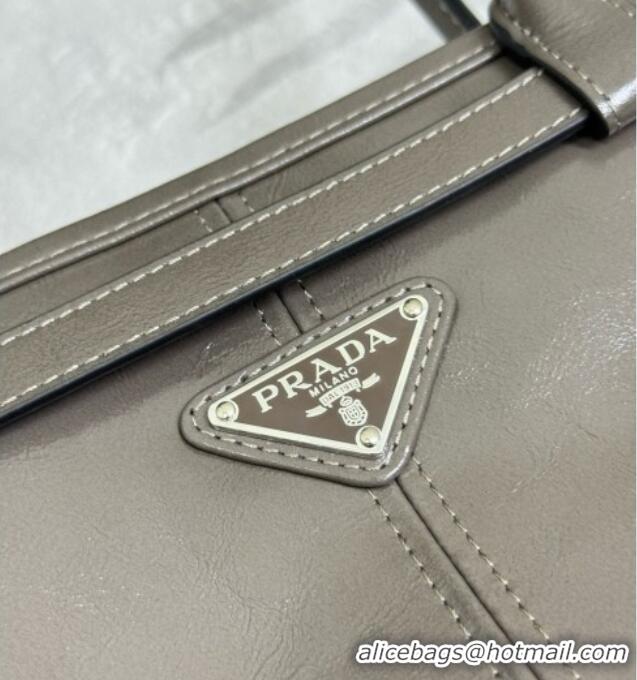 Buy Fashionable Prada Bonnie Leather Tote Bag 2VG128 Grey 2026