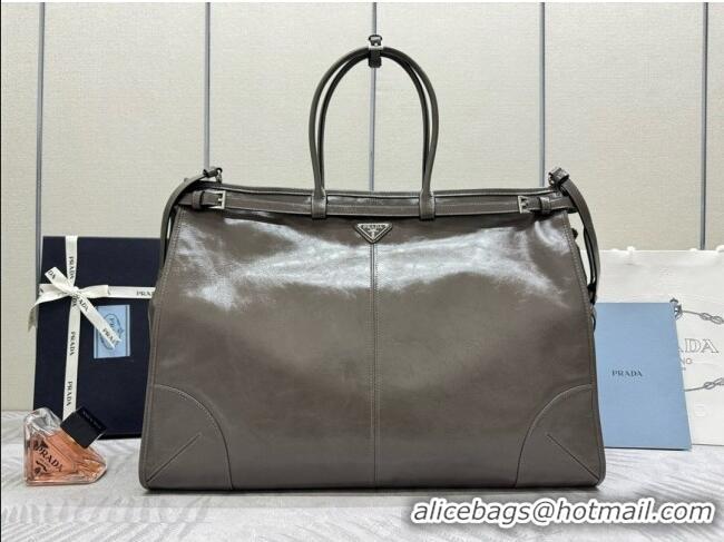 Buy Fashionable Prada Bonnie Leather Tote Bag 2VG128 Grey 2026