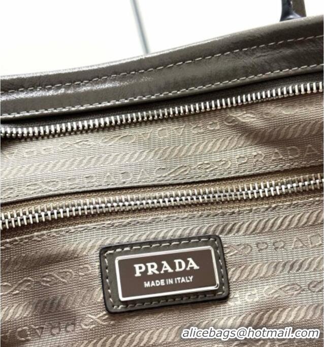 Buy Fashionable Prada Bonnie Leather Tote Bag 2VG128 Grey 2026