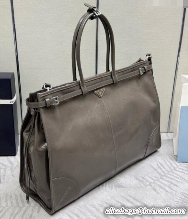 Buy Fashionable Prada Bonnie Leather Tote Bag 2VG128 Grey 2026