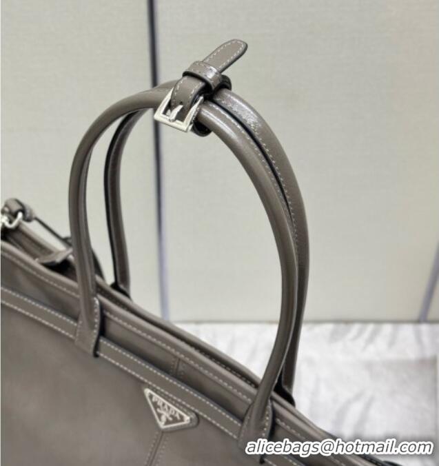 Buy Fashionable Prada Bonnie Leather Tote Bag 2VG128 Grey 2026