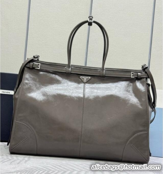 Buy Fashionable Prada Bonnie Leather Tote Bag 2VG128 Grey 2026