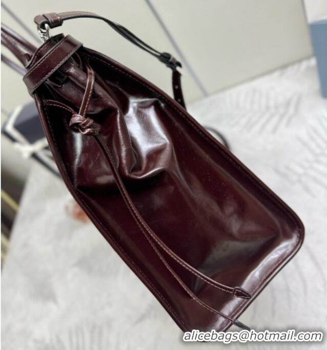 Free Shipping Discount Prada Bonnie Leather Tote Bag 2VG128 Dark Coffee 2026