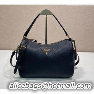Best Price Prada Medium Leather Shoulder Bag in Grained Calfskin 1BC283 Black 2026