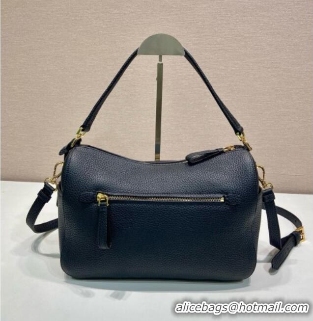 Best Price Prada Medium Leather Shoulder Bag in Grained Calfskin 1BC283 Black 2026