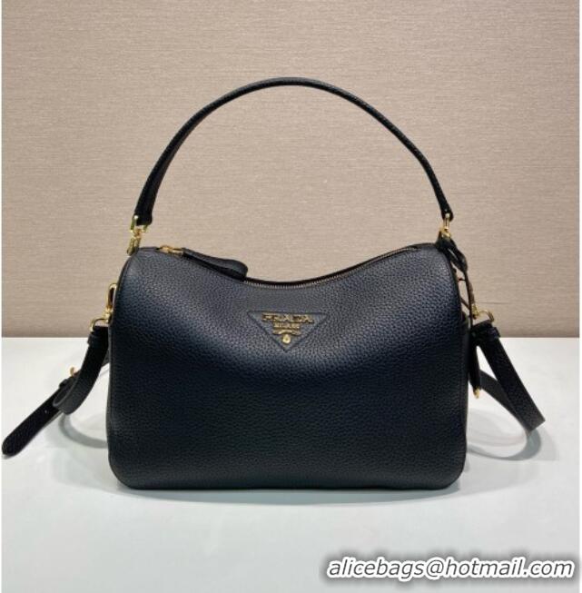 Best Price Prada Medium Leather Shoulder Bag in Grained Calfskin 1BC283 Black 2026