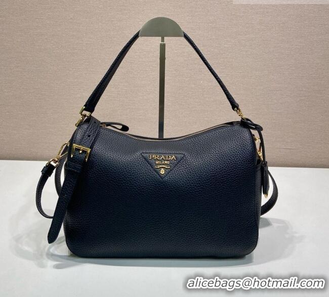 Best Price Prada Medium Leather Shoulder Bag in Grained Calfskin 1BC283 Black 2026