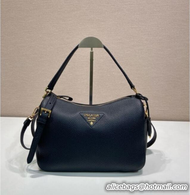 Best Price Prada Medium Leather Shoulder Bag in Grained Calfskin 1BC283 Black 2026