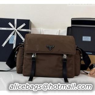 Best Quality Prada Mens Explore Re-Nylon and leather Bag 2VD082 Dark Brown 2026