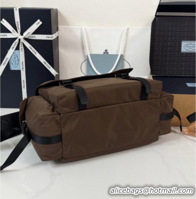 Best Quality Prada Mens Explore Re-Nylon and leather Bag 2VD082 Dark Brown 2026