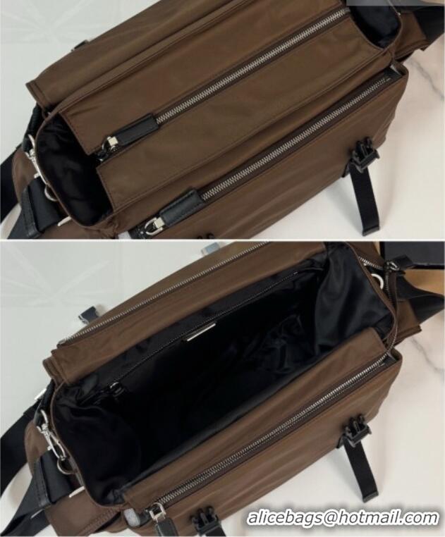 Best Quality Prada Mens Explore Re-Nylon and leather Bag 2VD082 Dark Brown 2026