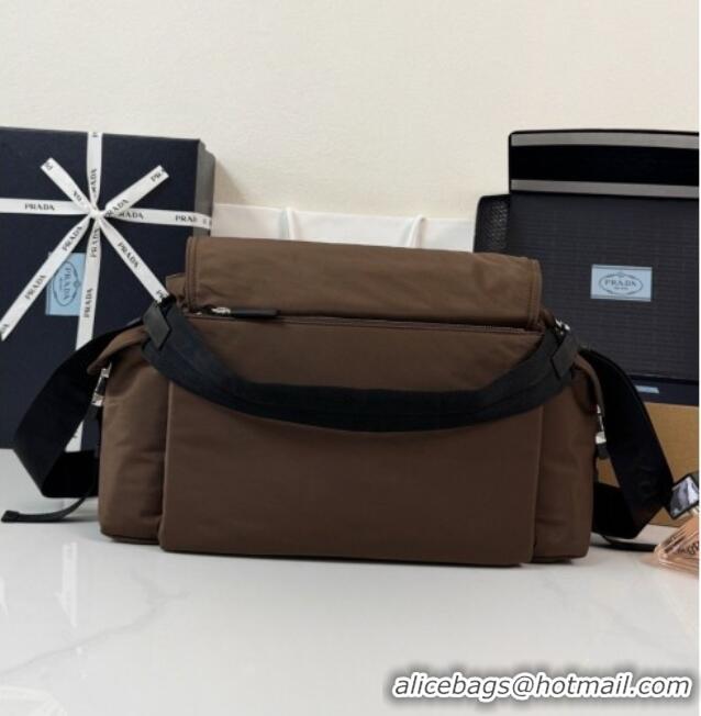 Best Quality Prada Mens Explore Re-Nylon and leather Bag 2VD082 Dark Brown 2026