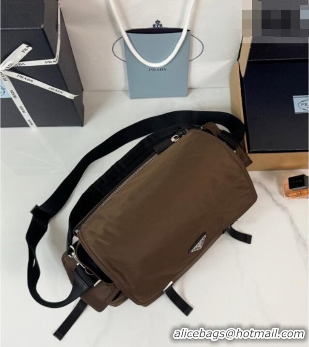 Best Quality Prada Mens Explore Re-Nylon and leather Bag 2VD082 Dark Brown 2026