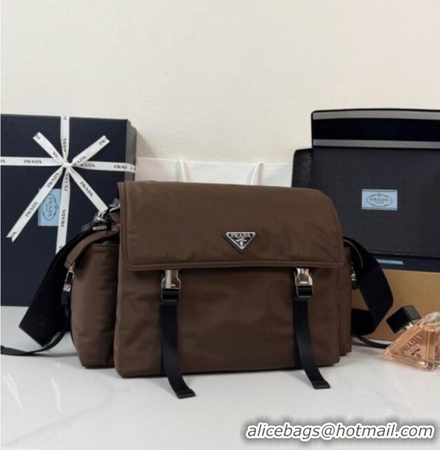 Best Quality Prada Mens Explore Re-Nylon and leather Bag 2VD082 Dark Brown 2026