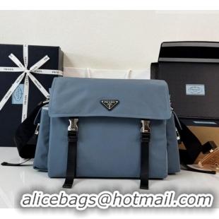 New Fashion Prada Mens Explore Re-Nylon and leather Bag 2VD082 Blue 2026