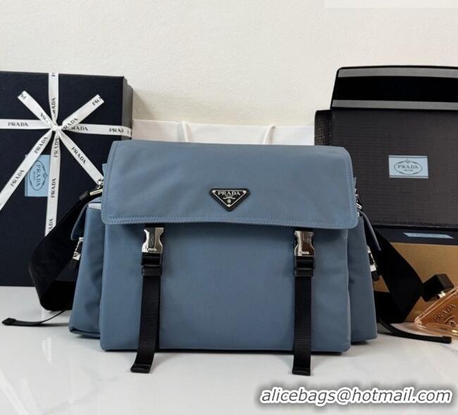 New Fashion Prada Mens Explore Re-Nylon and leather Bag 2VD082 Blue 2026