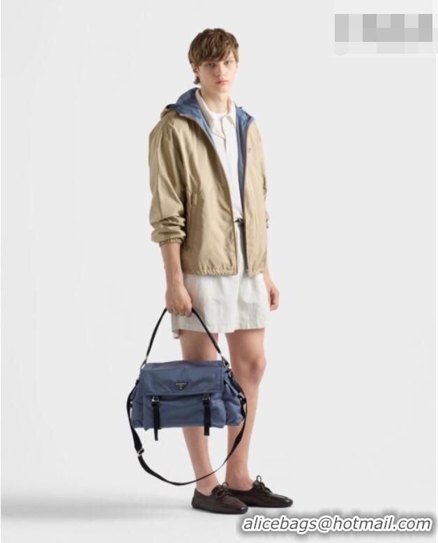 New Fashion Prada Mens Explore Re-Nylon and leather Bag 2VD082 Blue 2026