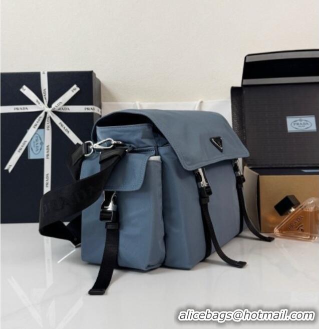 New Fashion Prada Mens Explore Re-Nylon and leather Bag 2VD082 Blue 2026