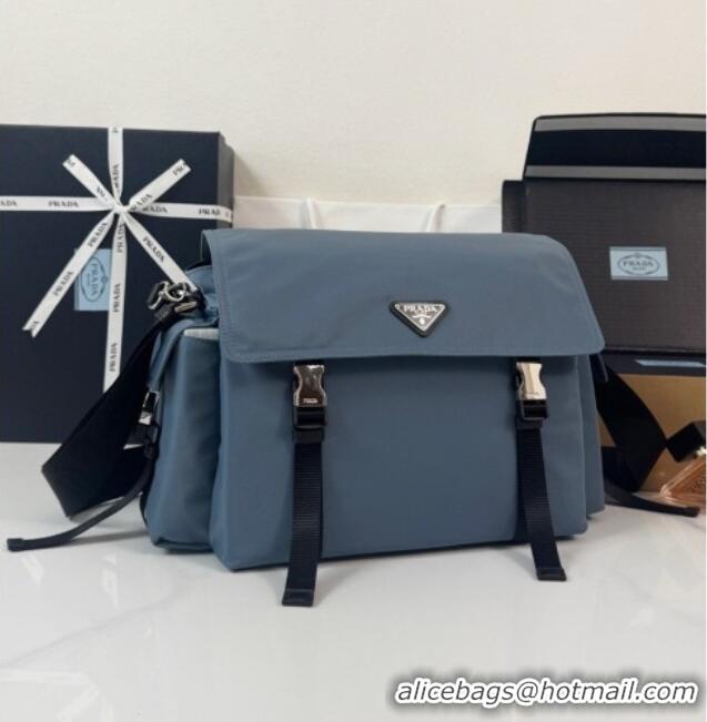 New Fashion Prada Mens Explore Re-Nylon and leather Bag 2VD082 Blue 2026