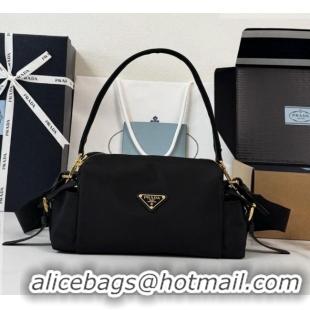 Best Quality Prada Explore Small Re-Nylon and Leather Shoulder Bag 1BH232 Black 2026